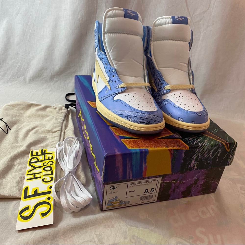 Paris Reeves Air Kiy ‘85 Size 8.5 Blue Bandana Kool Kiy Pop Up Release RARE - Picture 7 of 9
